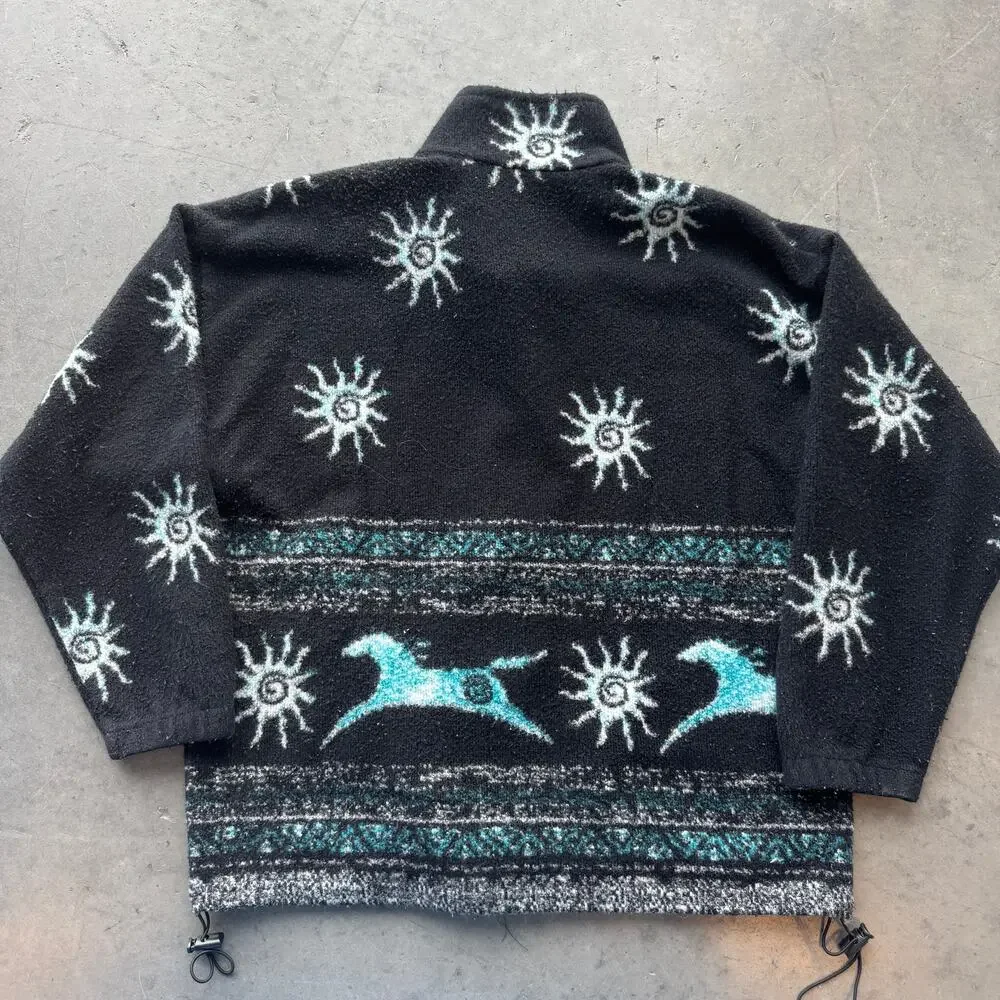 Vintage Y2k Bear Ridge Black Western Nature Longsleeve Black Full Zip Jacket L